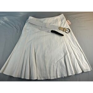 Dressbarn White Linen Blend A-Line Midi Skirt with Braided Belt Mens Size 16 NWT
